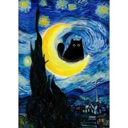 LAST DAY 80% OFF-Black Cat On Starry Night