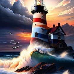 LAST DAY 80% OFF-Full Round - Lighthouse