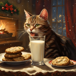 LAST DAY 80% OFF-A cat enjoying coffee and biscotti in a cafe